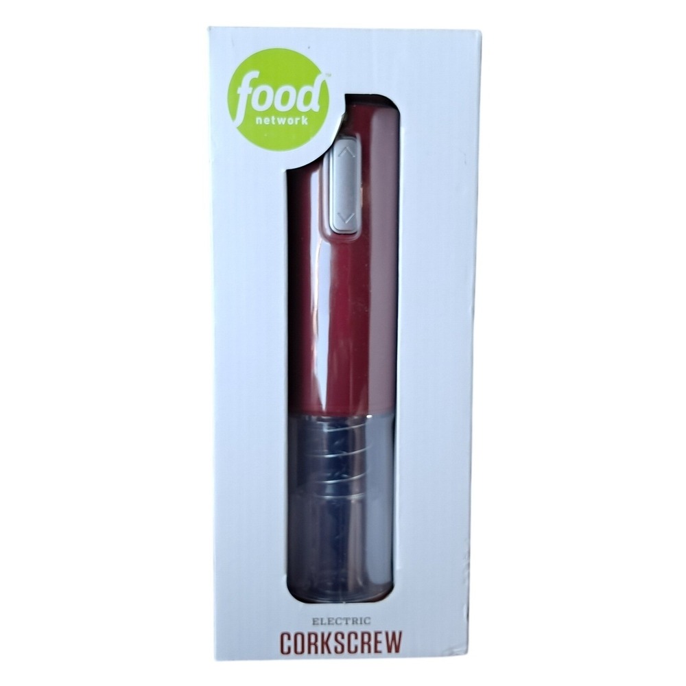 Food Network NEW Electric Corkscrew Red Cordless Wine Opener with Charging Stand